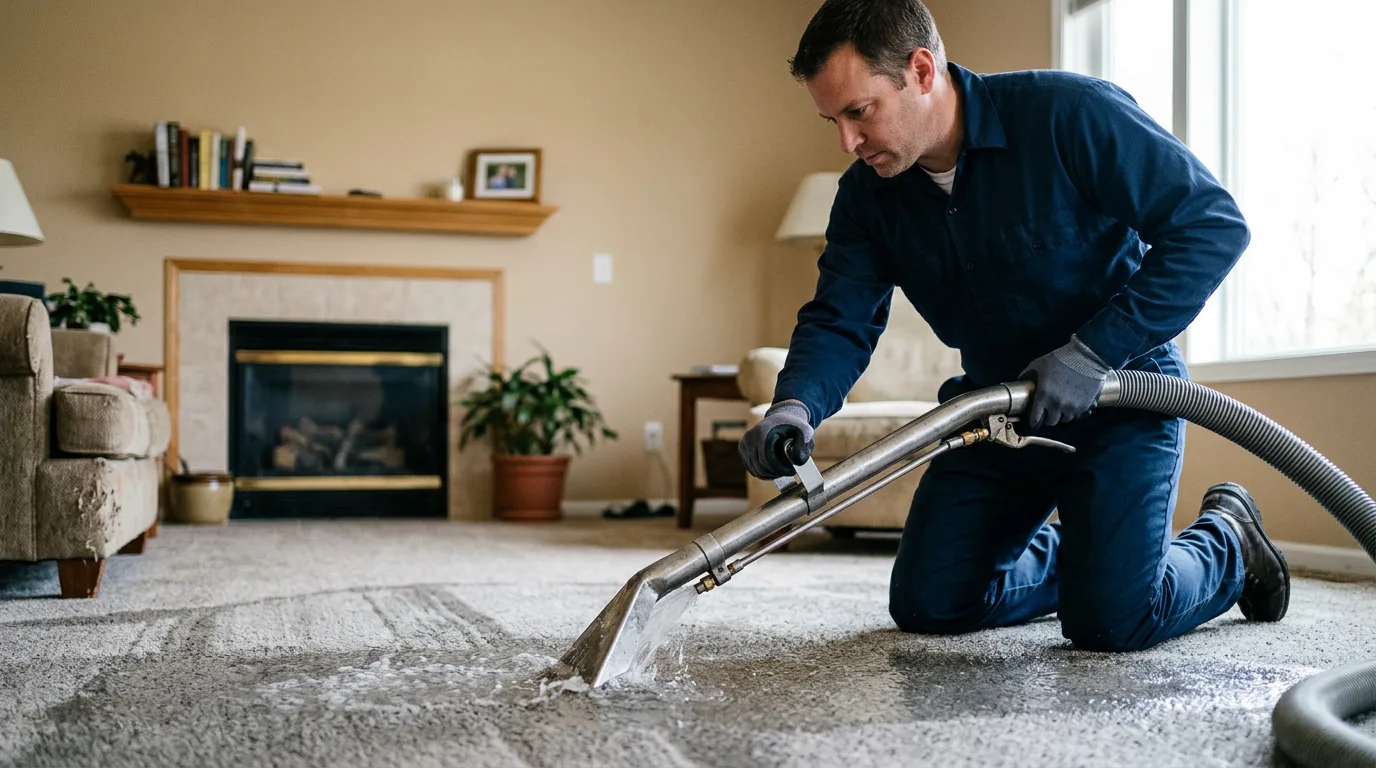 Water damage restoration technician working near Biddeford, ME